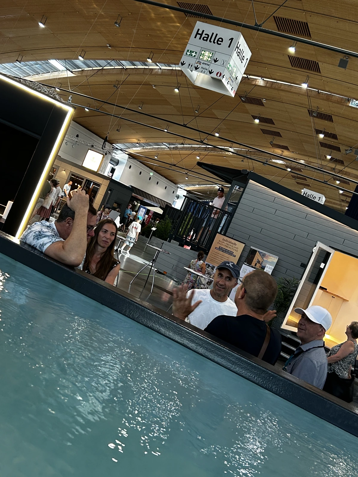 Visitors at the No1Pool stand