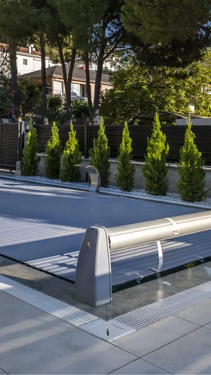 Corner detail of the slatted cover – No1Pool