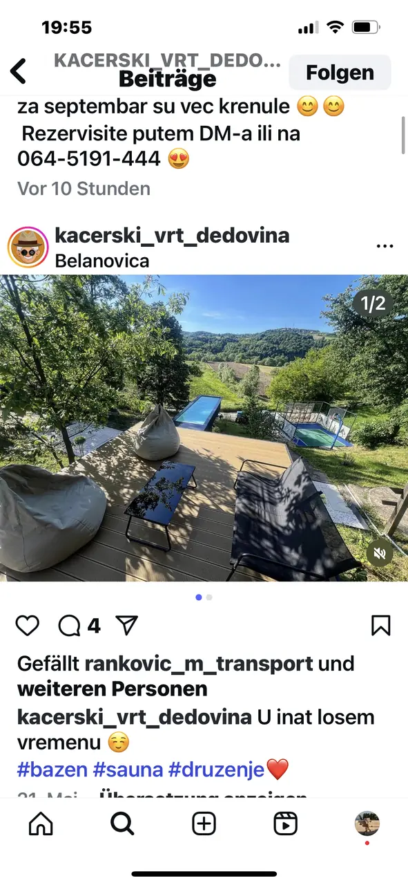 Gelieferter Social-Media-Einblick mit Pool und Landschaft – No1Pool