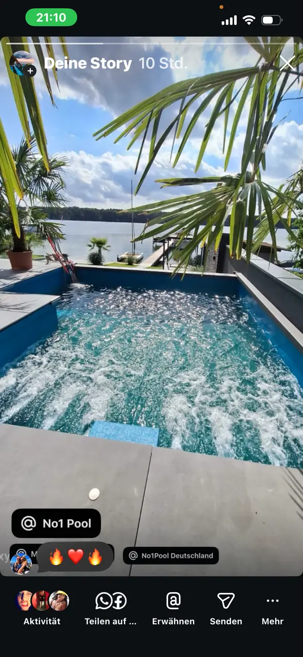 Gelieferter Social-Media-Einblick in eine Poolanlage – No1Pool